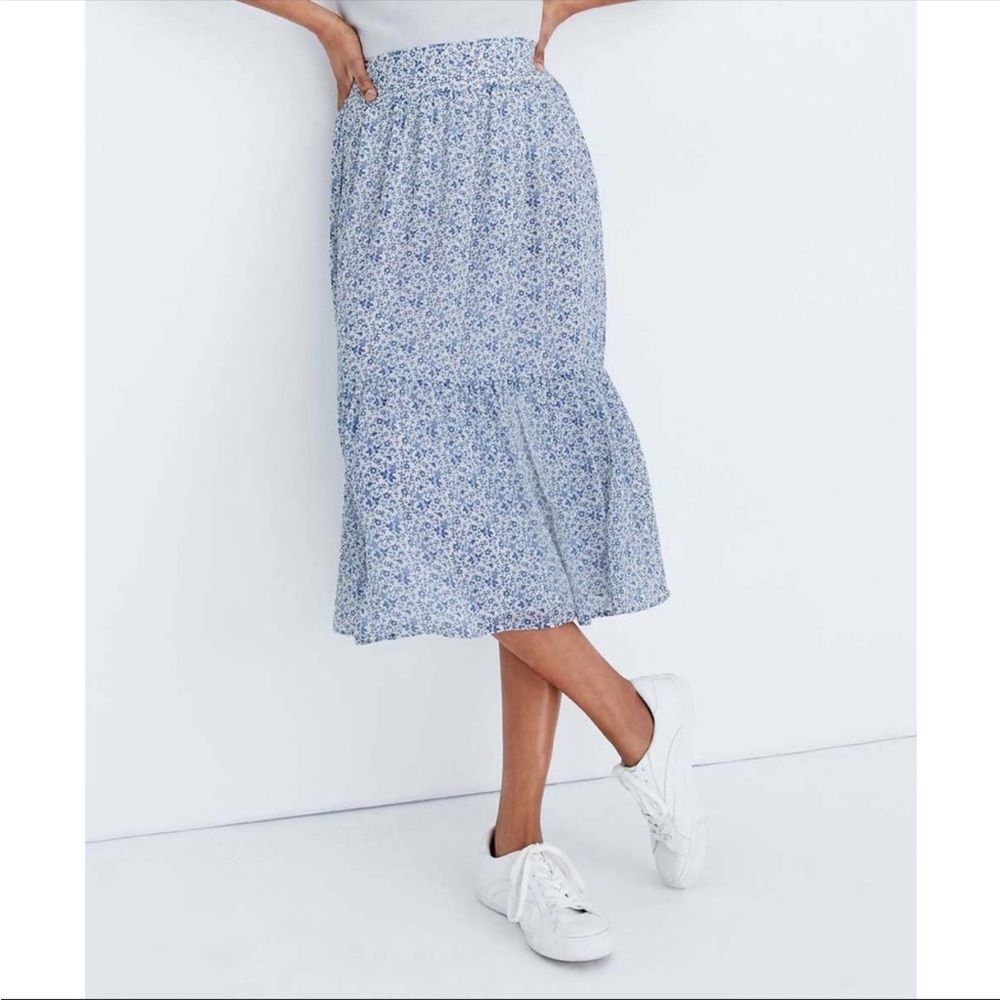 Madewell Tiered Peasant Midi Skirt in Climbing Floral Size L